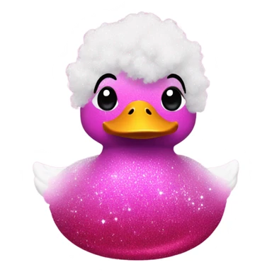 Pink ombre duck with glitter and an Afro sticker