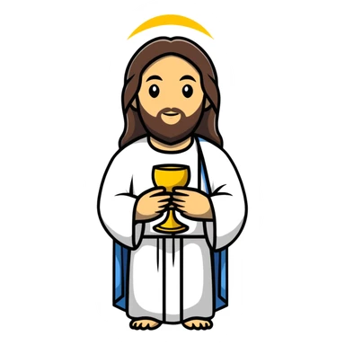 Jesus holding the Eucharist and chalice, celebrating mass sticker