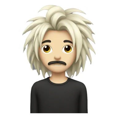 emo boy with long shaggy hair and moustache sticker