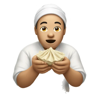 Eating dumpling with hands sticker