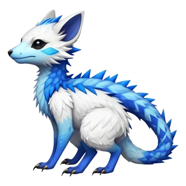 Rare realistic exotic edgy white and neon-blue epic pretty beautiful handsome gorgeous aesthetic colorful vibrant Vernid-Trico-species-Fakemon-creature by LiLaiRa, 4 legs, 1 tail, random markings, (full body) spikes on tail and back sticker