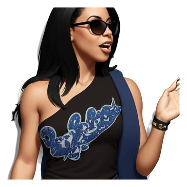 black-haired girl in sunglasses sticker