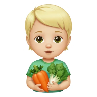 Blonde baby with vegetable shirt sticker