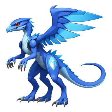 Shiny Futuristic Fakemon-Pokemon-Digimon-Spectrobes-Raptor-fusion, full body sticker