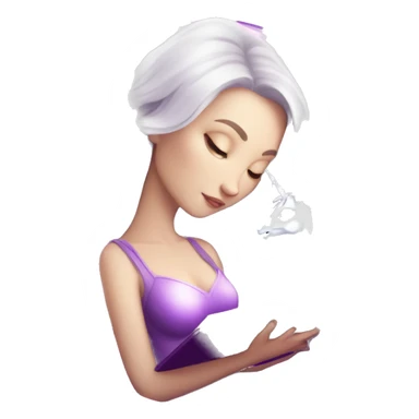 white skinned woman with magic book and unicorn in purple magic sphere sticker
