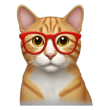 Cat with no ears and red glasses sticker