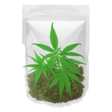 transparent ziplock bag with sativa strain inside sticker