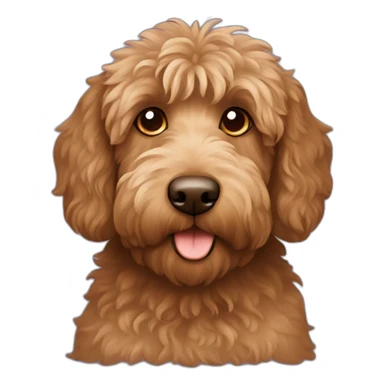 brown labradoodle dog working on a laptop sticker