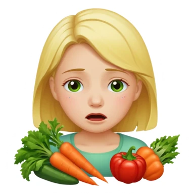 девушка ест разные овощи большое разнообразие овощей и плачет sticker