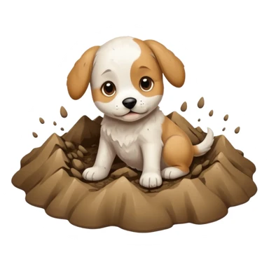 White and tan puppy playing in mud sticker