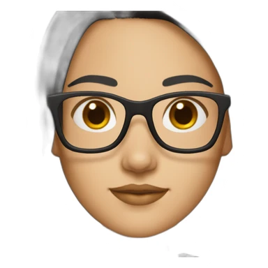 Create me a girl with shoulder length, black hair, and square glasses with brown skin sticker
