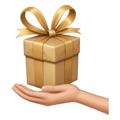 hand holding out a wrapped gift, apple emoji style, simple, clear, no text sticker
