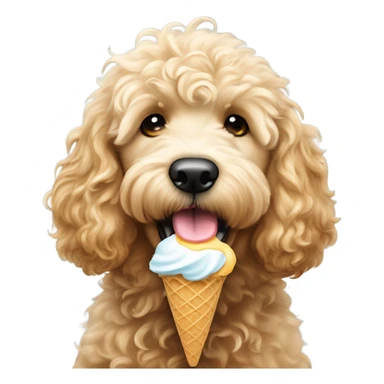 Golden doodle licking ice cream sticker
