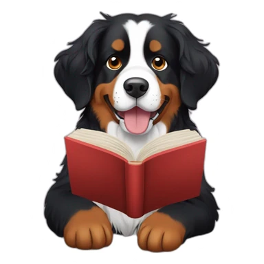 bernese mountain dog reading a book sticker
