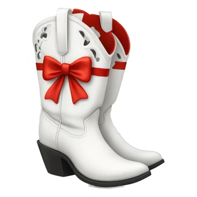 White Cowgirl boots with red bow sticker