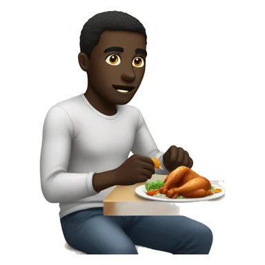 dark skinned guy eating chicken sticker