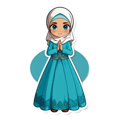 Turkish beautiful finish Konya girl blue eyes with hijab and turquoise stone dress sticker