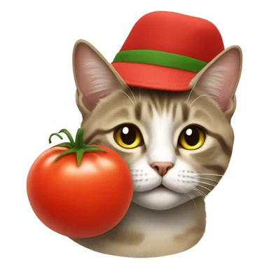 Cat with a tomato hat sticker