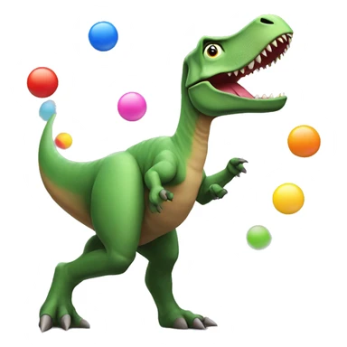 dinosaur juggles colorful balls sticker