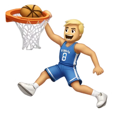 Caucasian Dunking a donut basketball sticker