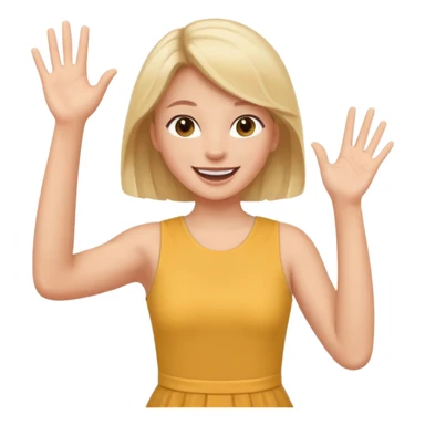 A girl in a jersey dress, waving both arms in pure joy. sticker