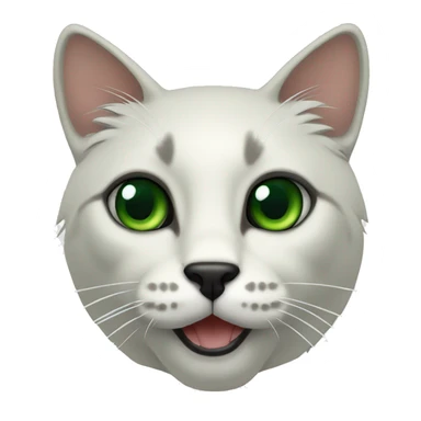 cat kornish rex white with dark green eyes and black nose sticker