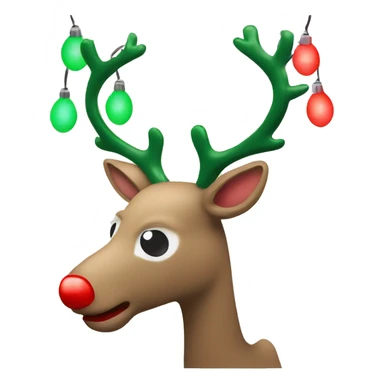 Reindeer with red, green, & white vintage Christmas lights  sticker