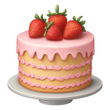light pink vintage irthday cake with strawberies sticker