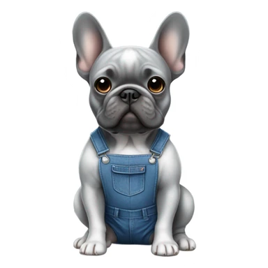 Gray frenchie in overalls  sticker