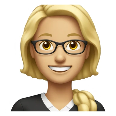 Create an emoji of a blonde teacher, smiling. sticker