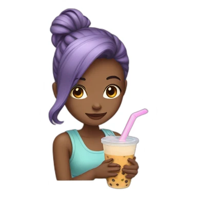 Girl with boba tea sticker