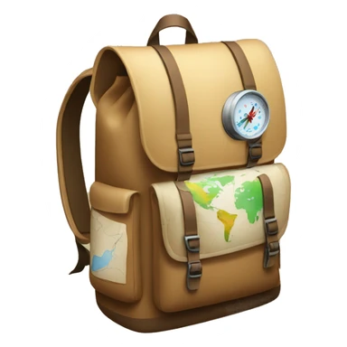 backpack with maps and compass sticker