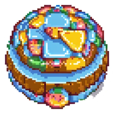 pixel art dalgona candy with triangle shape, inspired by Squid Game sticker