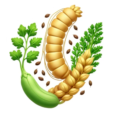 Golden wheat, green vegetables, colorful fruits, and tiny seeds surrounding a glowing digestive system. Light sparkles flow through the intestines, showing fiber's cleansing effect. All fiber-rich foods emit a soft glow as they contribute to digestive health. sticker