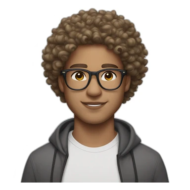 Light skin guy with 59 5-C skin color, curly hair, taper fade haircut and Oakley glasses and AirPods pro sticker