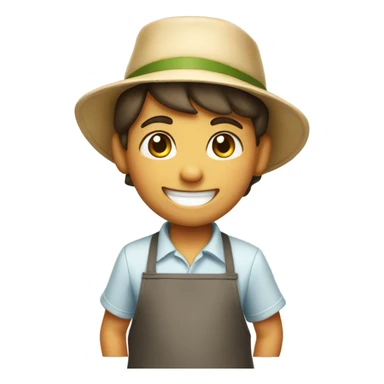 smiling boy in apron hat sticker
