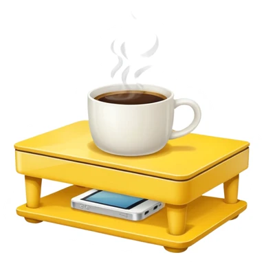 yellow coffe table, coffee on top
 sticker