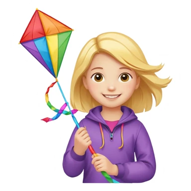 little girl kid with kite sticker
