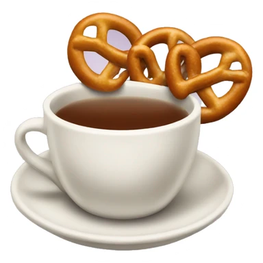 Tea in mug and pretzels sticker