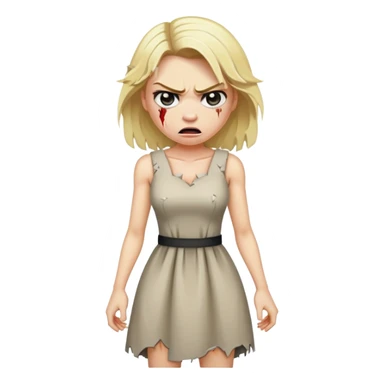 Angry blond woman in a torn dress sticker