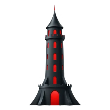 iOS sticker, dark fantasy tower, monochrome red, minimal sticker