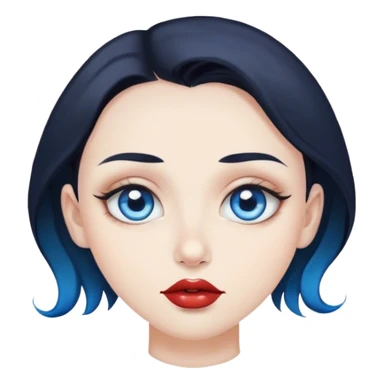 moon with blue eyes, dark hair, lips and piercing sticker