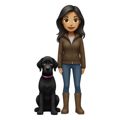 spanish brunette straight hair and slim body with Uggs and a pup black labrador sticker