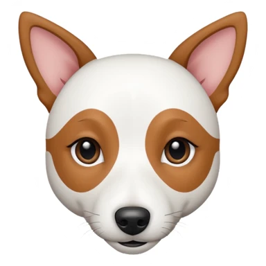 a fully white jack russell the size of a kelpie with a half white face sticker