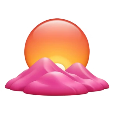 Simple sunset emoji 🍽️, clean 3D style, smooth rounded shapes, warm orange-pink sky, glossy shiny surface, soft studio lighting, cute emoji look, minimal city silhouette, no text, no shadow, transparent background, high-quality 3D render. sticker