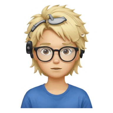 Blonde student with messy hair and big glasses sticker