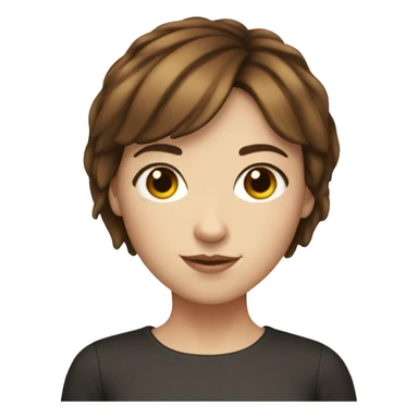 A white girl with short brown hair and bangs sticker