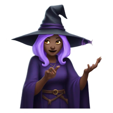 Evil witch casting spell sticker
