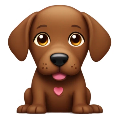 brown puddle dog with brown heart sticker
