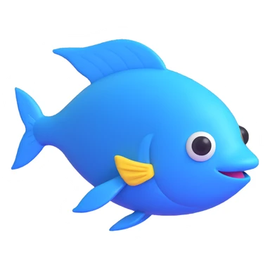 blue fish, 3D emoji style sticker